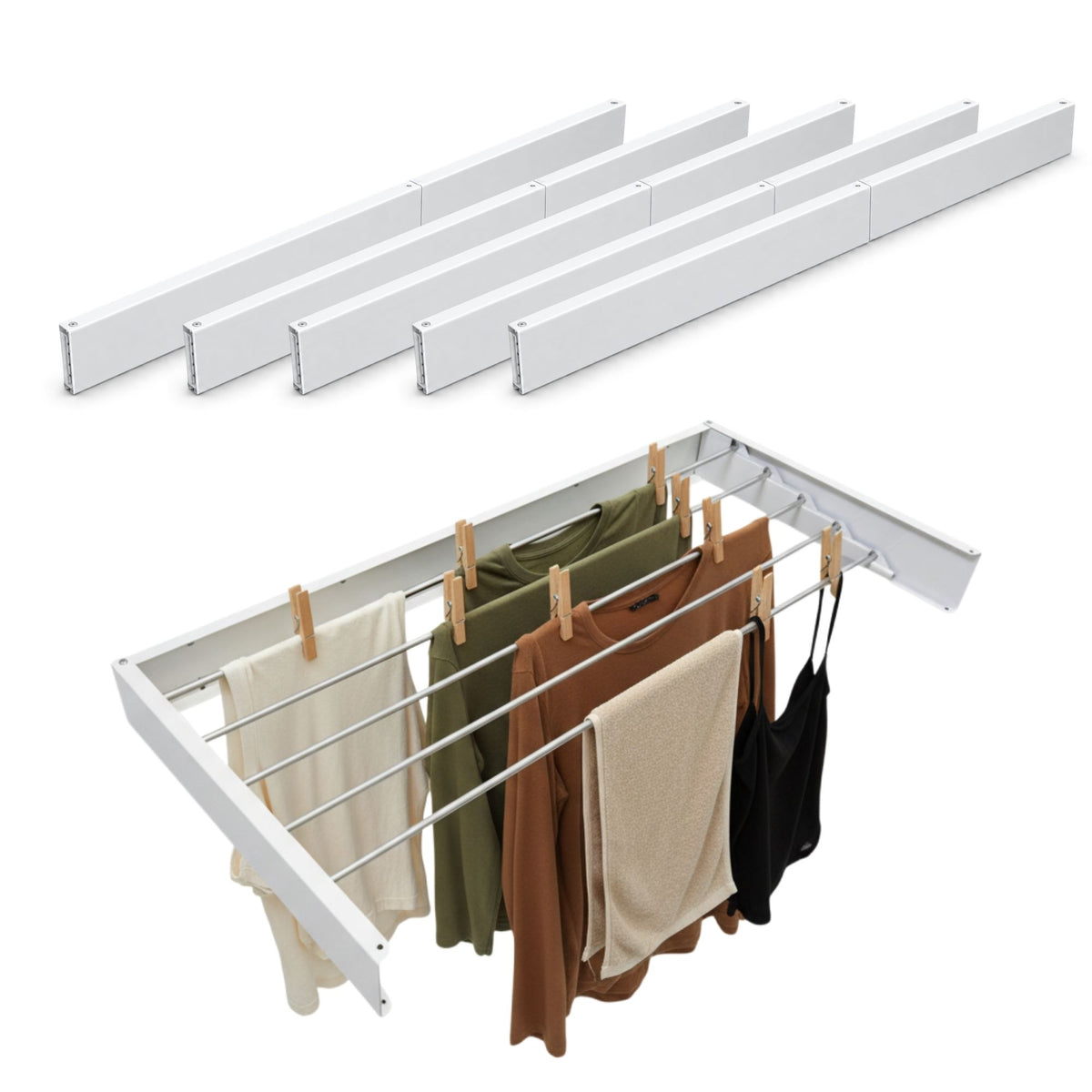 Tatibah 1x Wall Mounted Washing Line - Foldable 5m Clothes Drying Rack