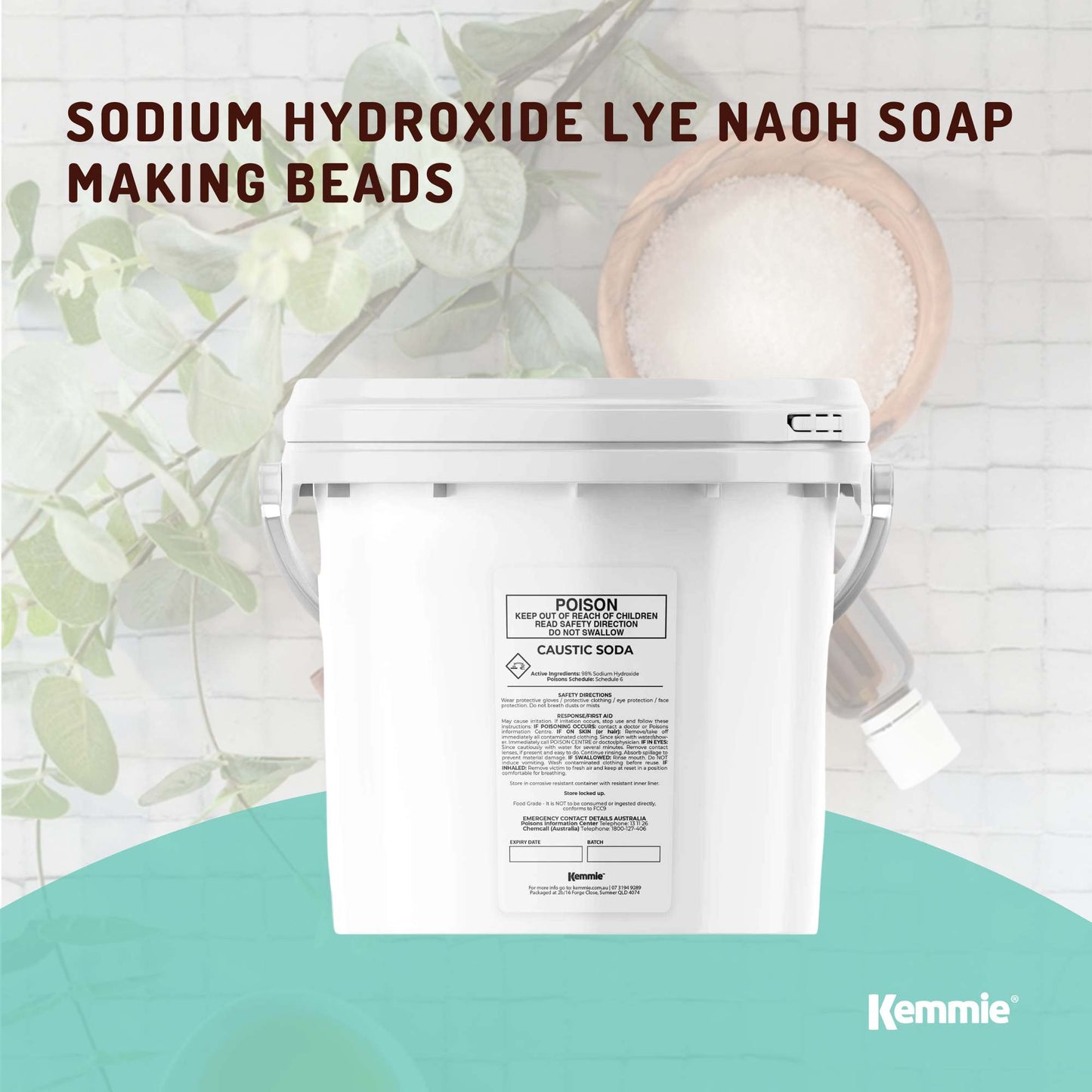 5Kg Caustic Soda Pearls Tub Food Grade Sodium Hydroxide Lye NaOH Soap Making