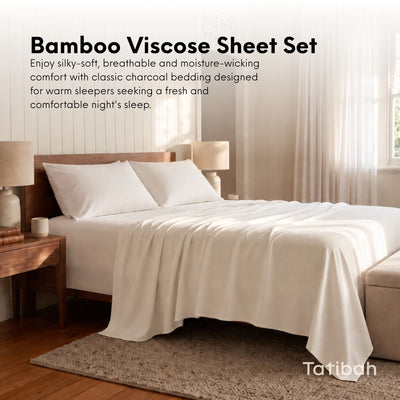 Tatibah Queen Bamboo Viscose Sheet Set Deep Fit 400 Thread Count - White