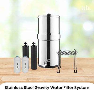 Orku 8.5L Gravity Benchtop Water Filter - Stainless Steel Fluoride Removal