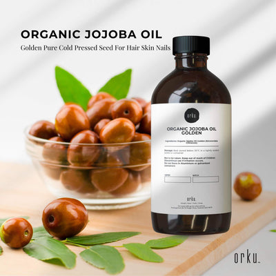 Organic Jojoba Oil - Golden Pure Cold Pressed Seed For Hair Skin Nails