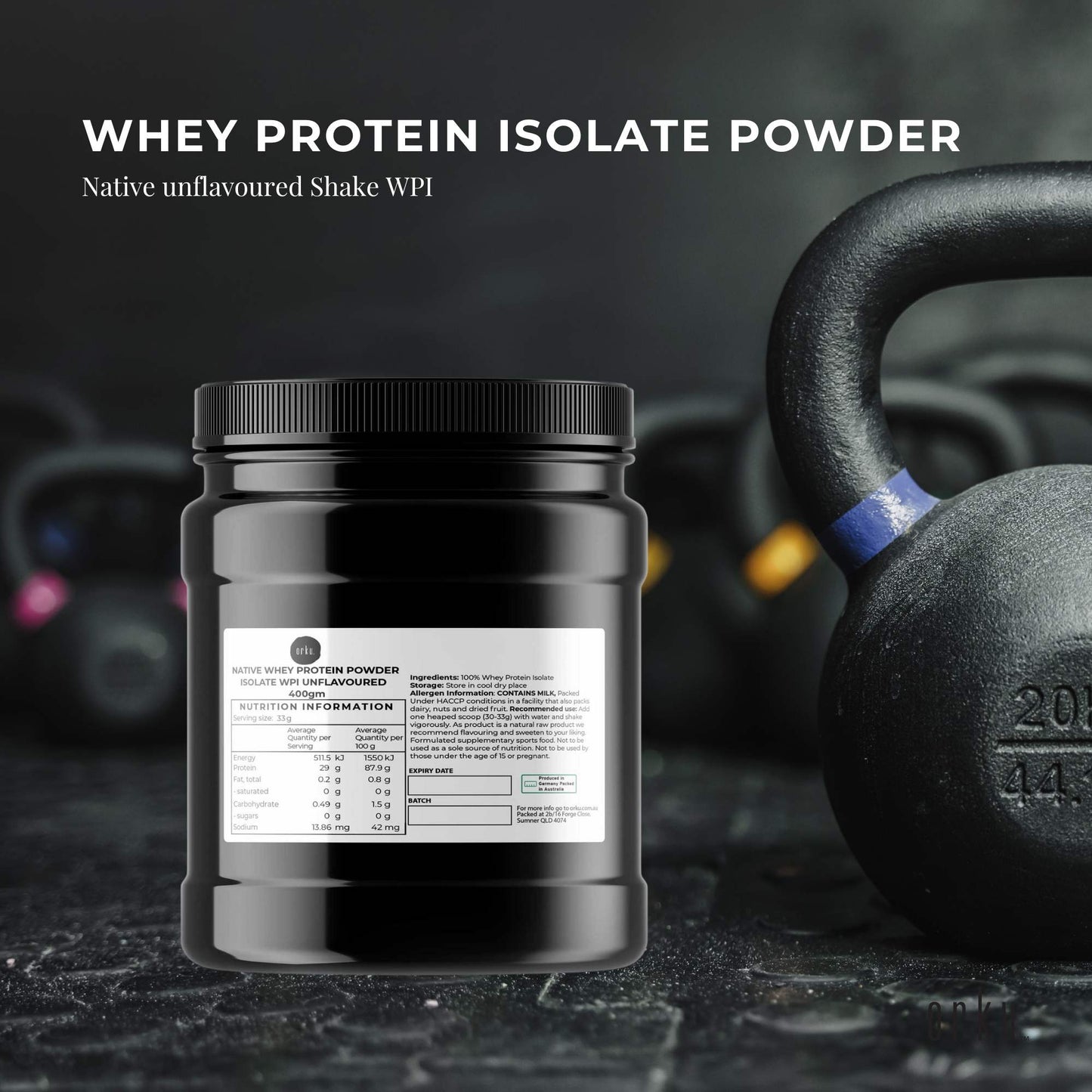 Whey Protein Isolate Powder - Native Unflavoured Shake WPI Supplement Jar