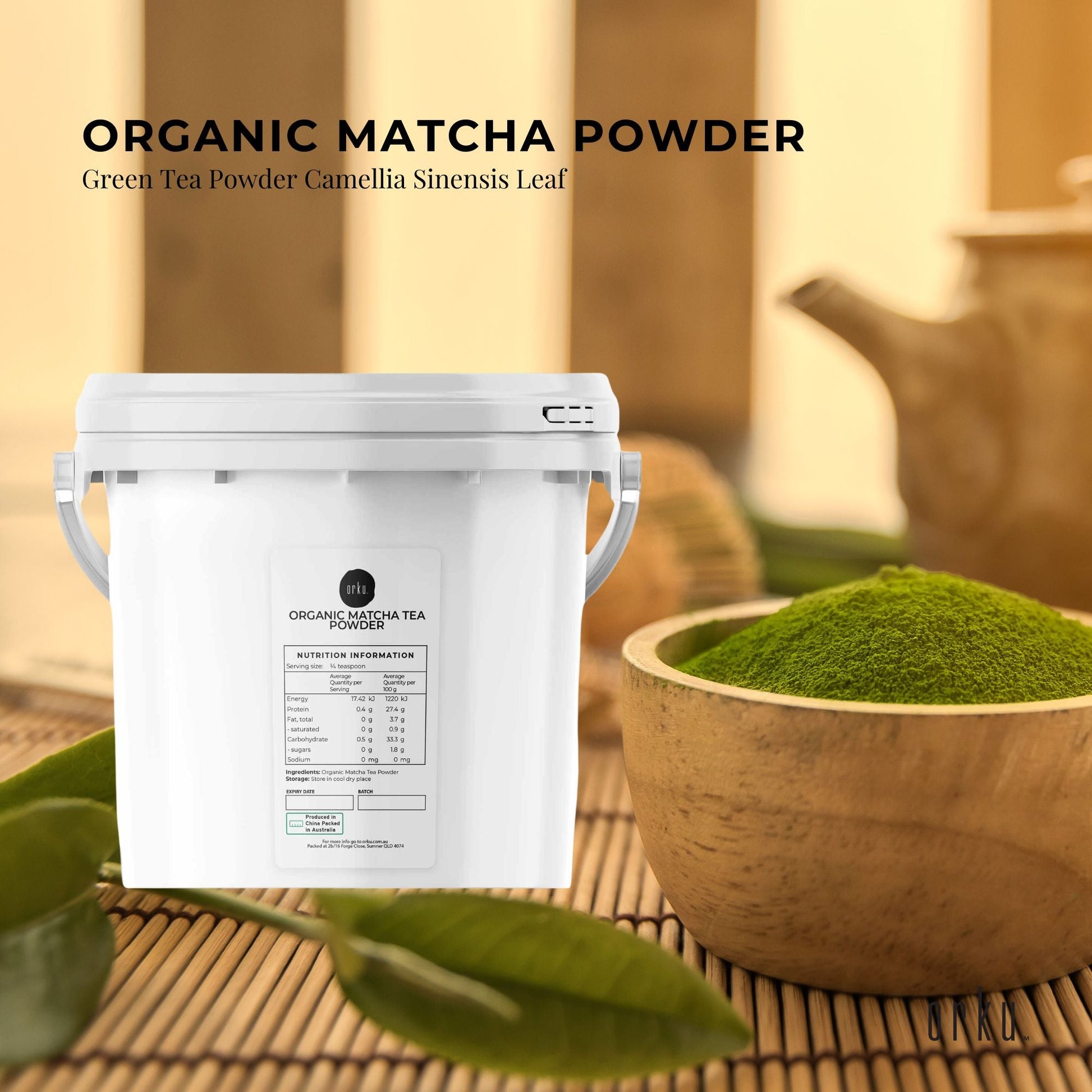 2.5Kg Organic Matcha Powder Tub Bucket Camellia Sinensis Green Tea Leaf