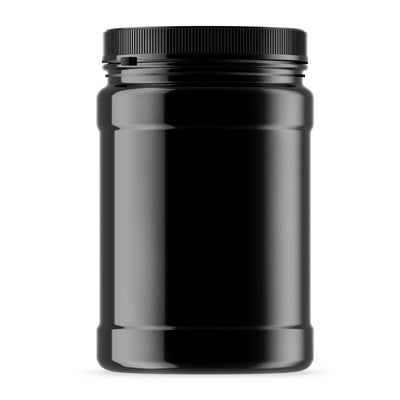 2.5L Wide Mouth Plastic Jars and Lids Black - Empty Protein and Powder Tubs