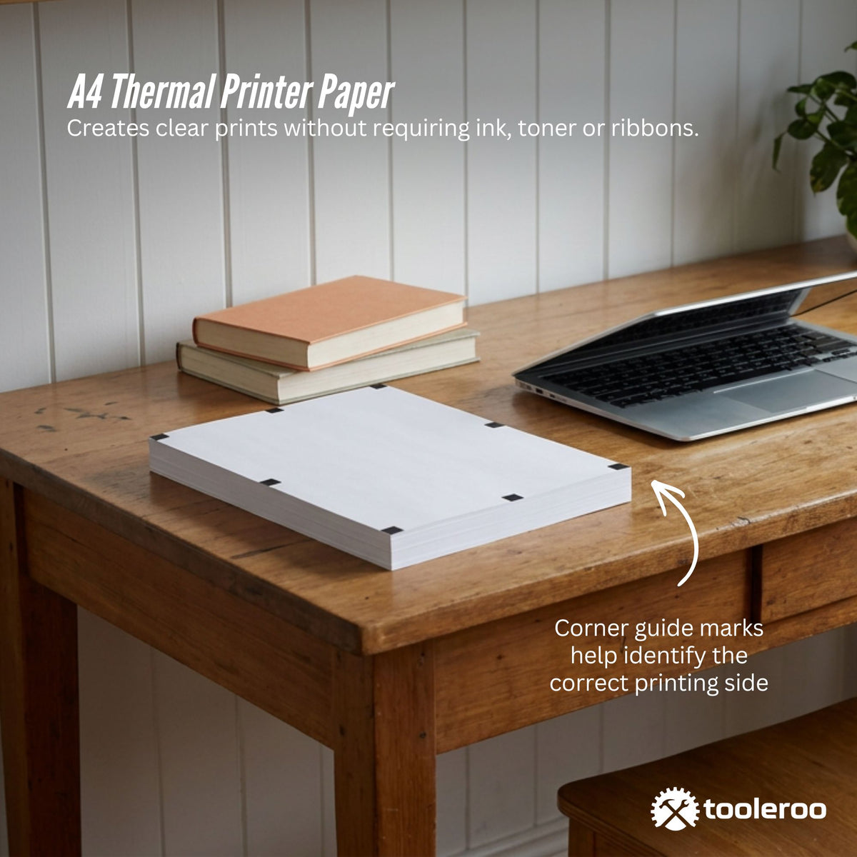 Tooleroo 100x Sheets A4 Thermal Printer Paper White - BPA Free