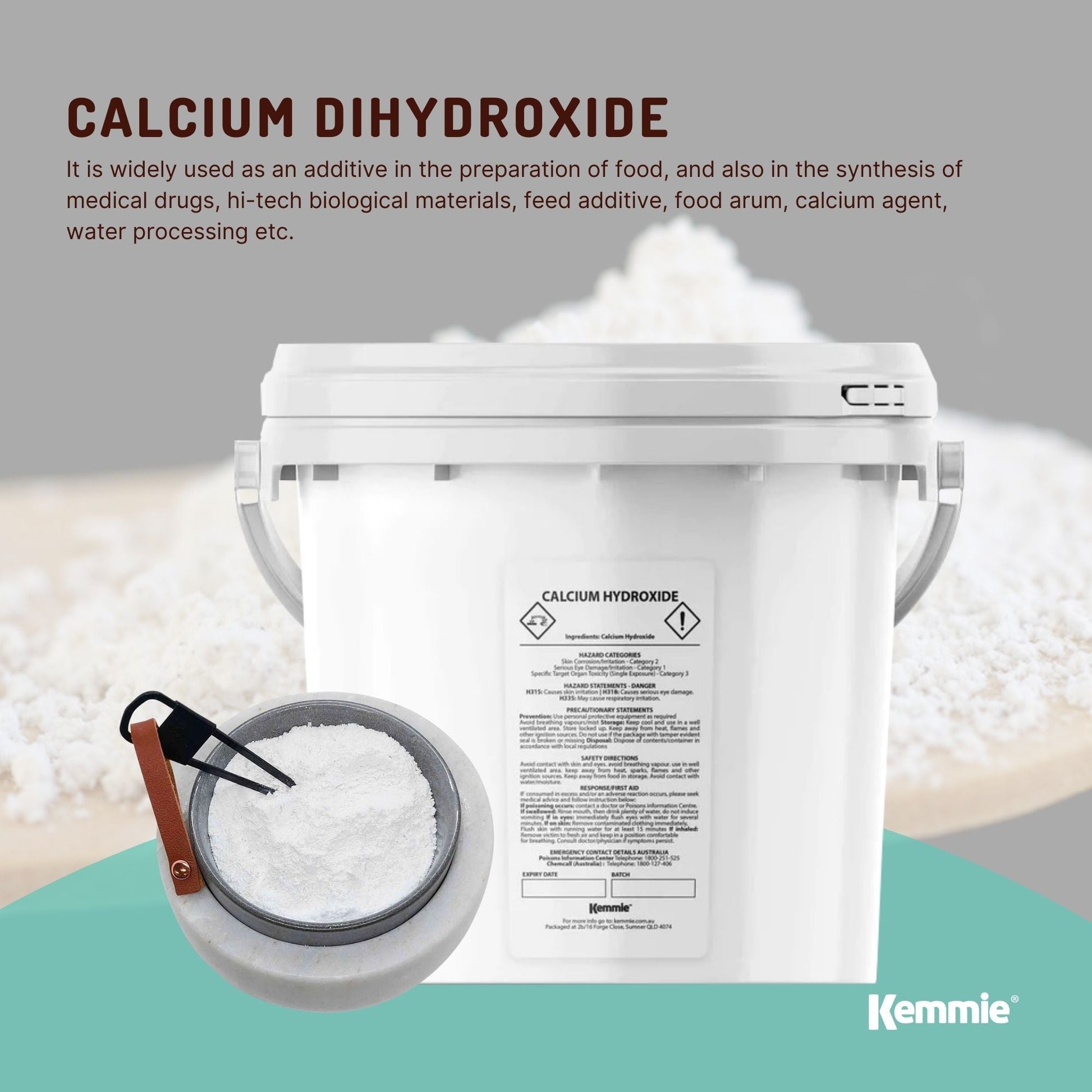 2.5kg Calcium Hydroxide Powder Tub Food Grade FCC Hydrated Slaked Pickling Lime