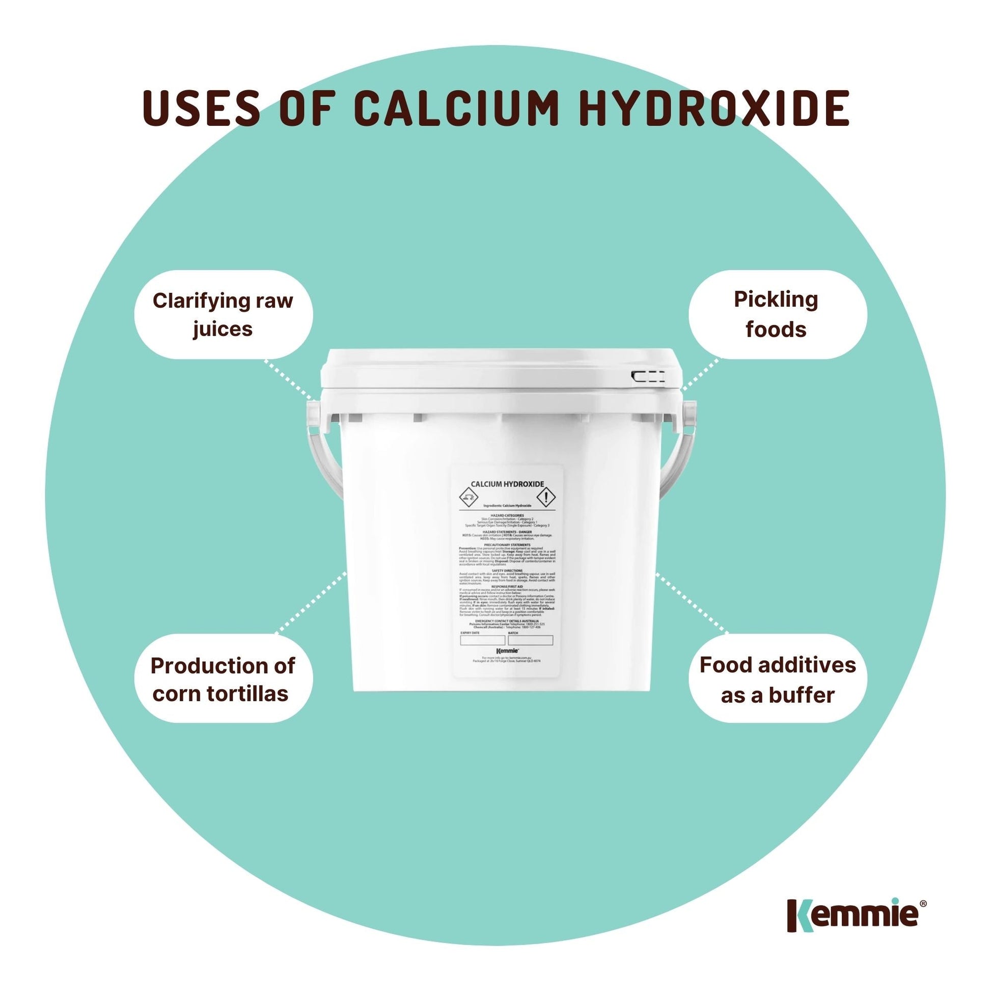 2.5kg Calcium Hydroxide Powder Tub Food Grade FCC Hydrated Slaked Pickling Lime