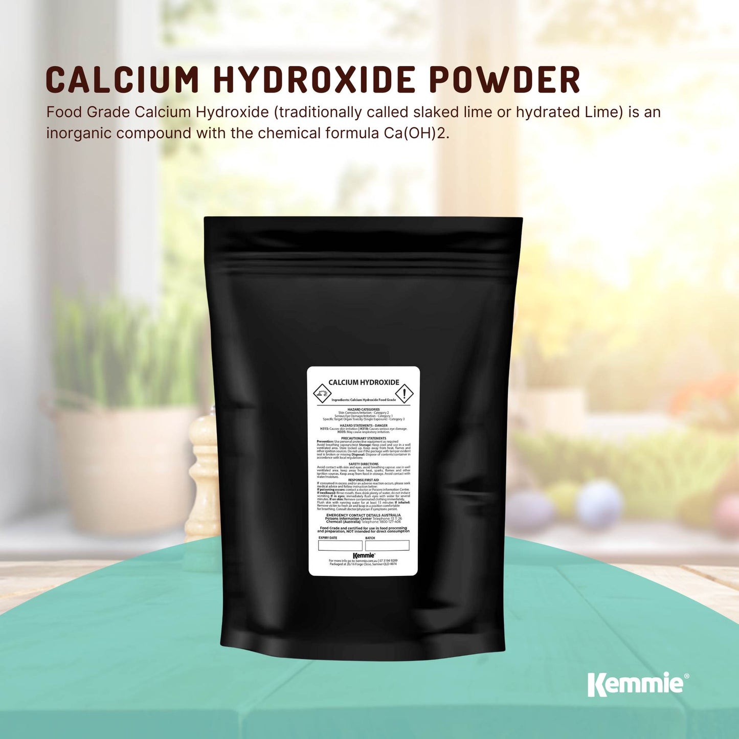 1Kg Food Grade Calcium Hydroxide Powder - FCC Hydrated Slaked Pickling Lime