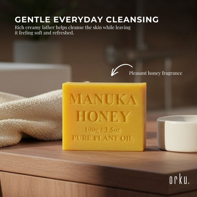 Orku 4 x 100g Manuka Honey Plant Oil Soap Bars Australian Made