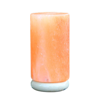 12V 12W Cylinder Himalayan Pink Salt Lamp Carved Rock Crystal Light Bulb On/Off