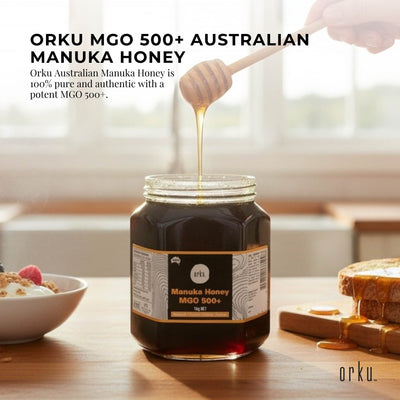 Orku 1Kg MGO 500+ Australian Manuka Honey - 100% Raw Natural Pure Jelly Bush