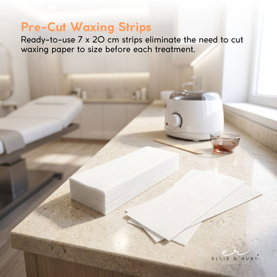 Ellie & Ruby 100x Pre-Cut Wax Strips 70gsm Non-Woven Hair Removal Papers