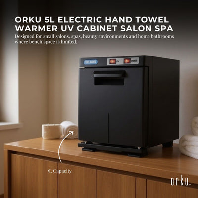 Orku 5L Electric Hand Towel Warmer UV Cabinet Salon Spa Black