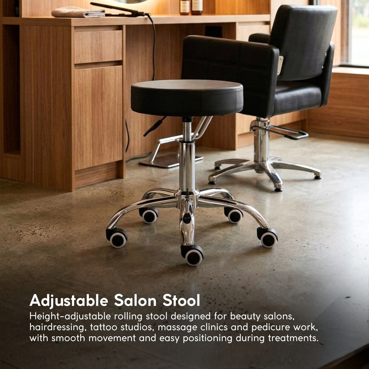 Ellie & Ruby Adjustable Salon Stool - Swivel Rolling Beauty Chair