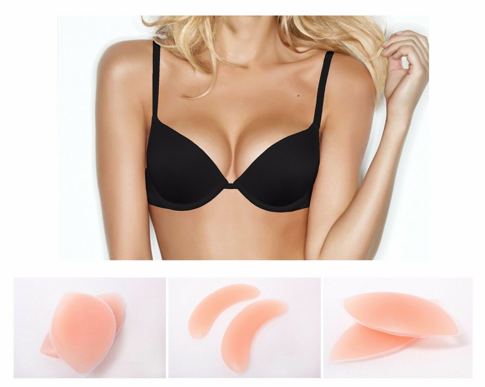 3 Pack Set X Womens Push Up Silicone Bra Inserts Breast Cleavage Chicken