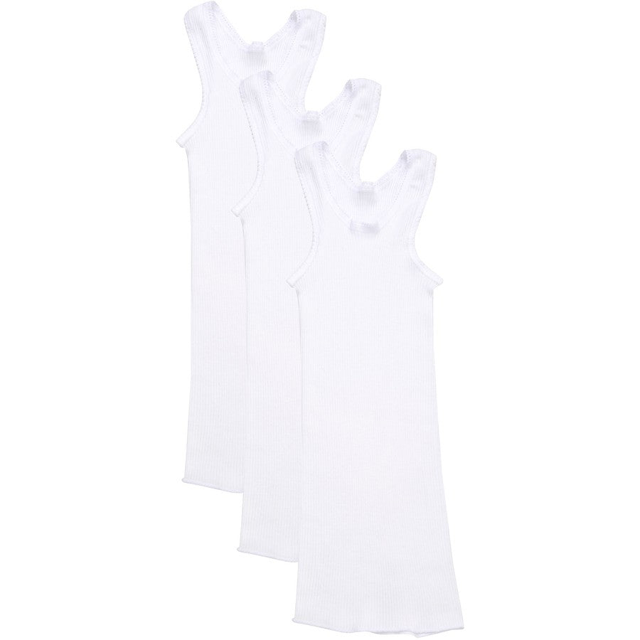 3 Pack X Bonds Baby Ribbed Singlets Vest White