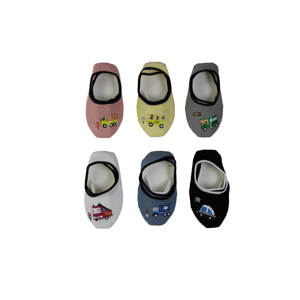 3 Pairs X Baby Kids Toddler Footlets Boys Cars & Trucks Cotton Anti Slip Socks