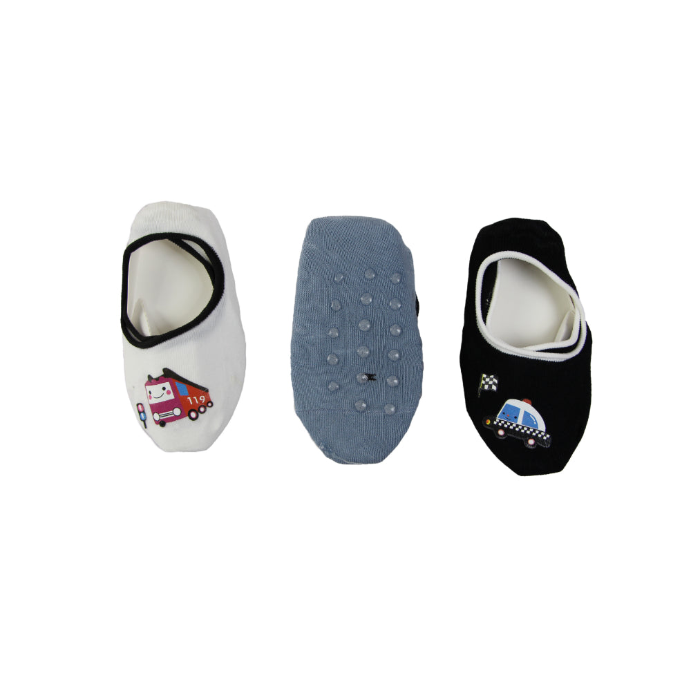 3 Pairs X Baby Kids Toddler Footlets Boys Cars & Trucks Cotton Anti Slip Socks