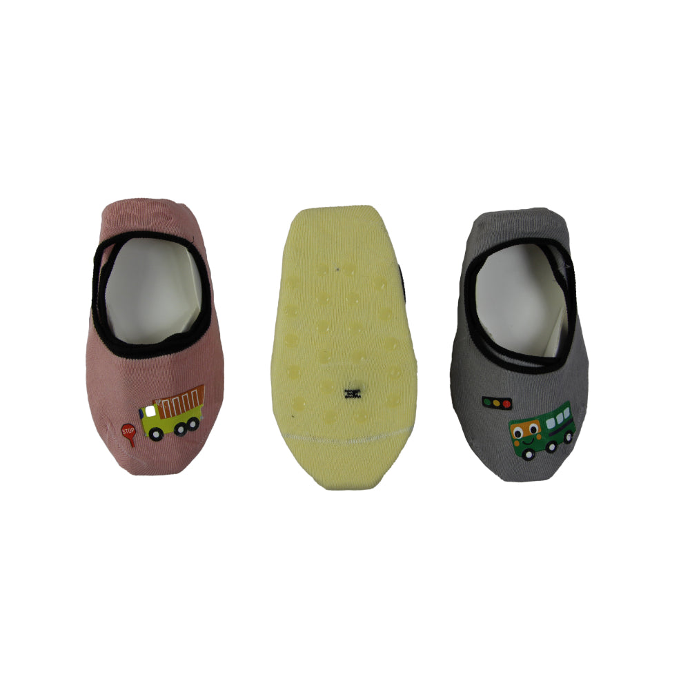 3 Pairs X Baby Kids Toddler Footlets Boys Cars & Trucks Cotton Anti Slip Socks