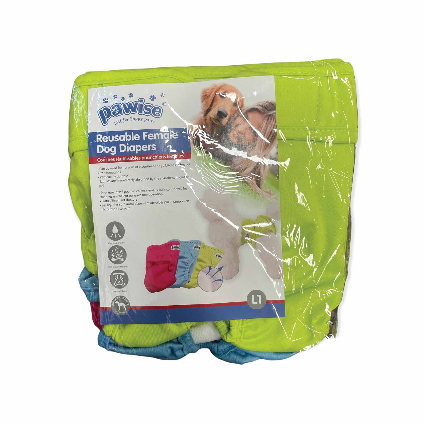 3 Pck Reusable Female Dog Diapers Puppy Nappy Eco Washable Period Incontinence Heat