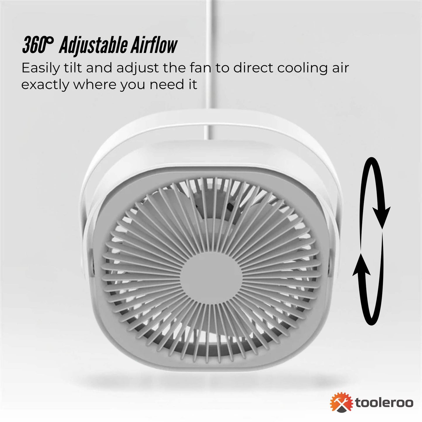 3-Speed USB 20cm Desktop Fan – Quiet Portable Lightweight Rechargeable Cooler