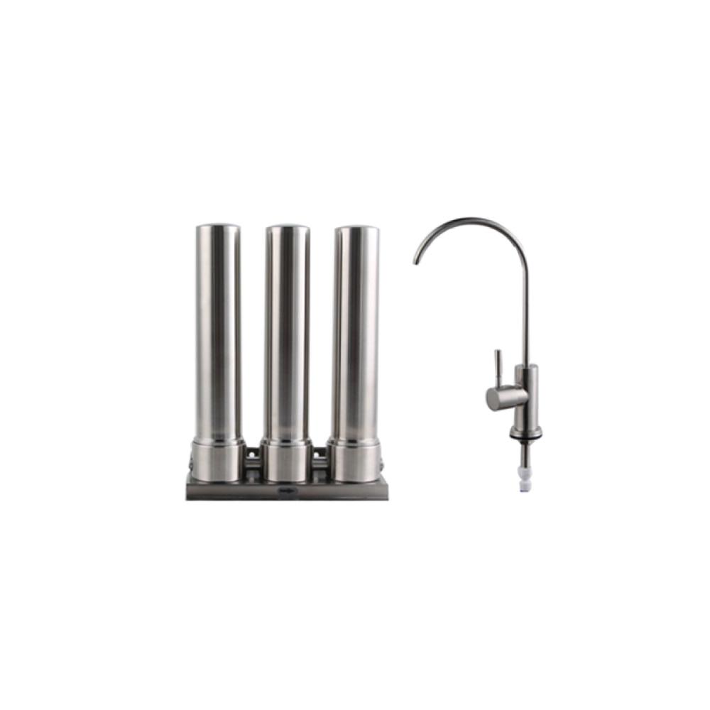 3 Stage Undersink Stainless 10" Water Filter Triple Ceramic Filtration System