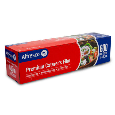 3 x Alfresco Caterer's Packaging Film Food Catering Wrap 33cm X 600M