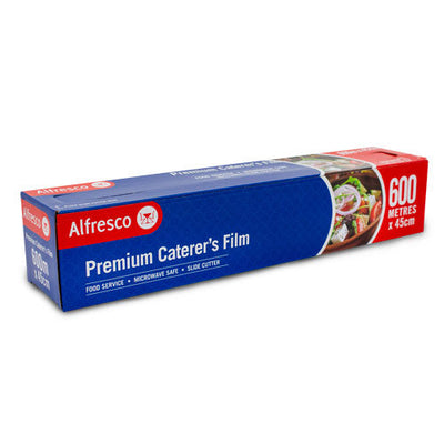 3 x Alfresco Caterer's Packaging Film Food Catering Wrap 45cm X 600M