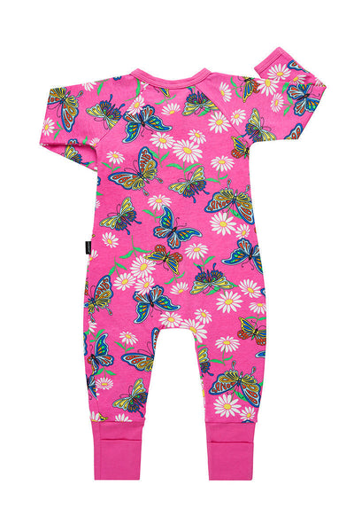 3 x Bonds Baby 2-Way Zip Wondersuit Coverall Pink Flutter On By