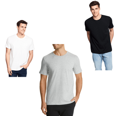 3 x Bonds Mens Basic Crew Tee T-Shirt Top Short Sleeve Black White Grey