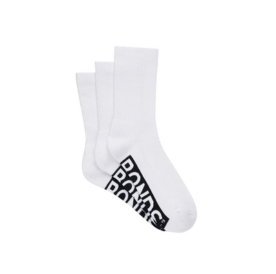 3 x Bonds Mens Logo Comfy Cushioned Crew White Socks