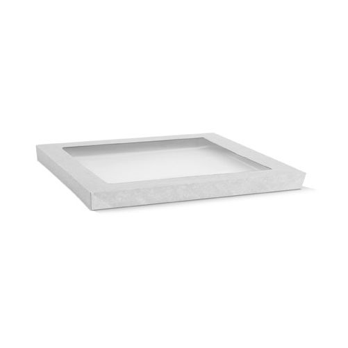30 X White Disposable Catering Grazing Boxes Trays Clear Frame Lids - Medium
