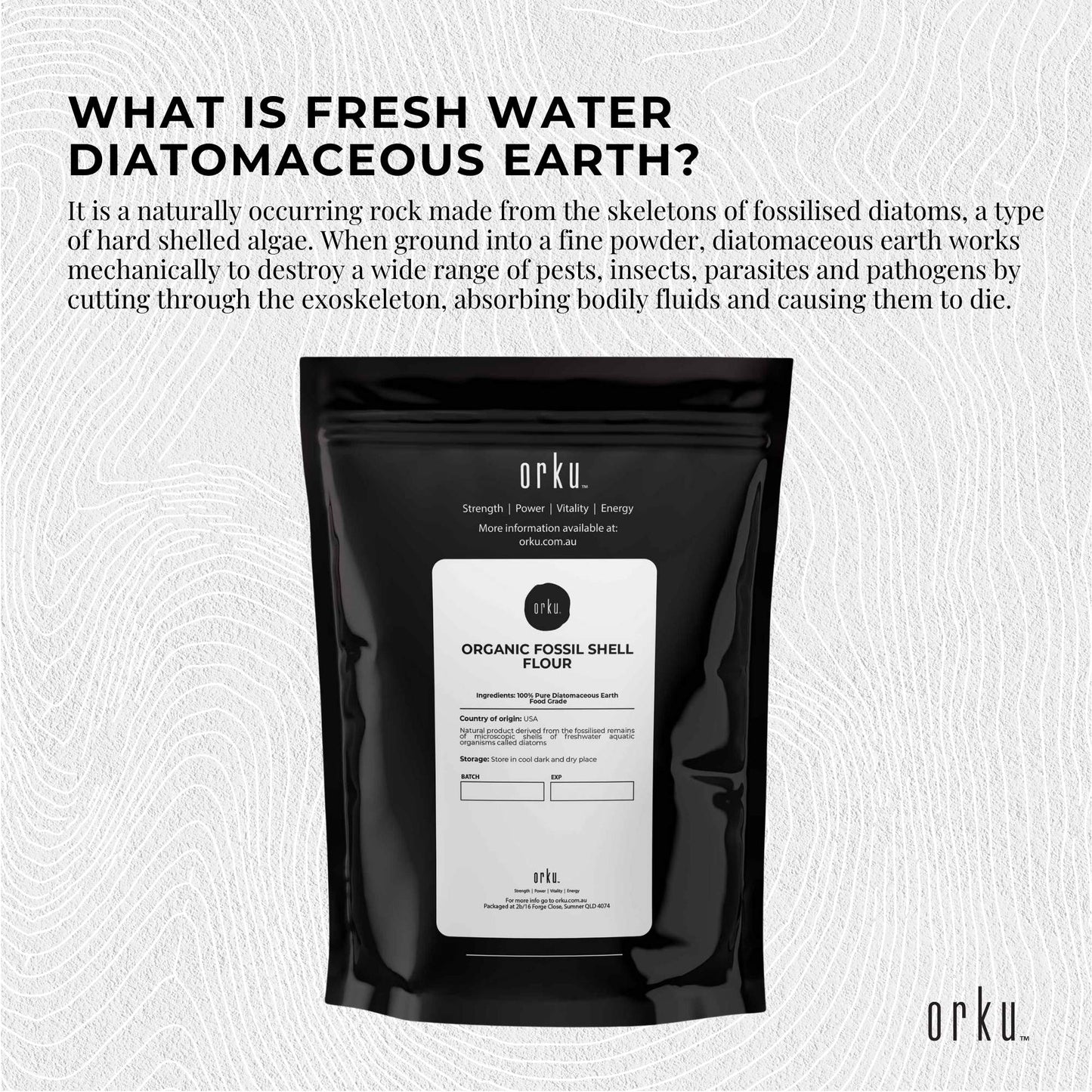 1Kg Organic Fine Diatomaceous Earth - Food Grade Fossil Shell Flour Powder