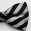 Mens Thick Black & White Diagonal Stripes Patterned Bow Tie