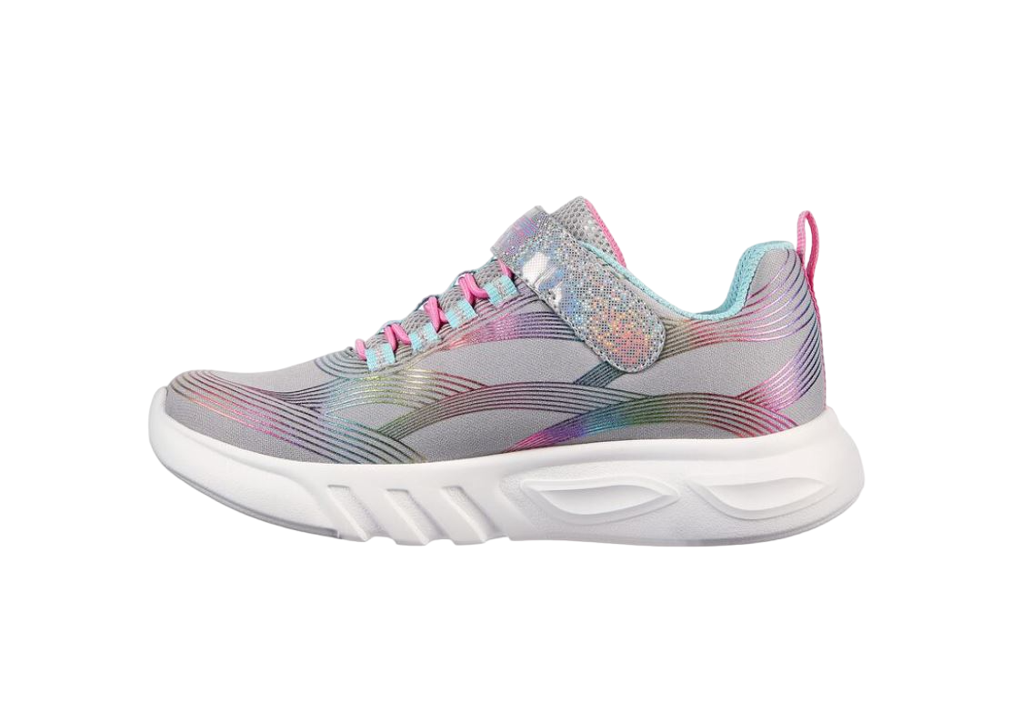 Kids Skechers Glow - Brites Grey/Multi Girls Light Up Trainers