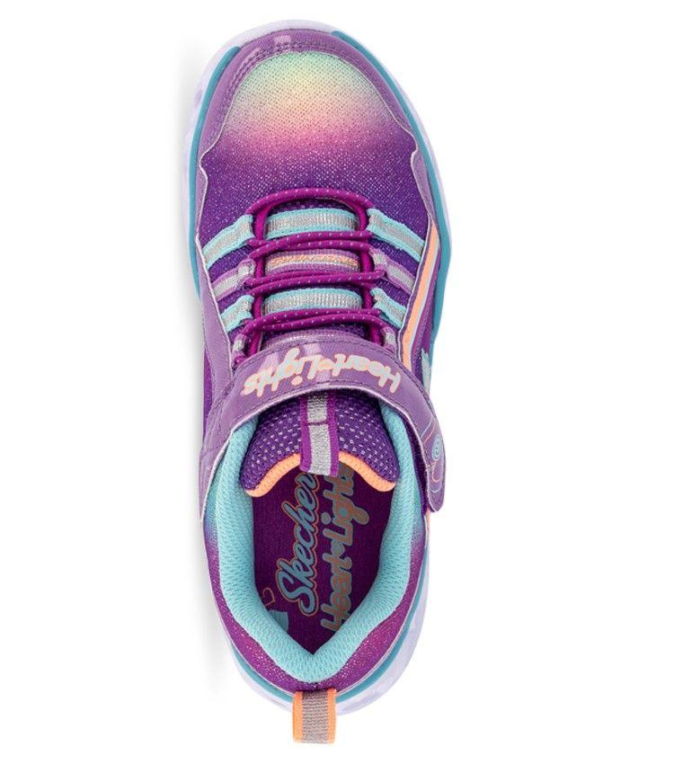 Kids Skechers Heart Lights Rainbow Lux Purple/Multi Girls Light Up Sneakers