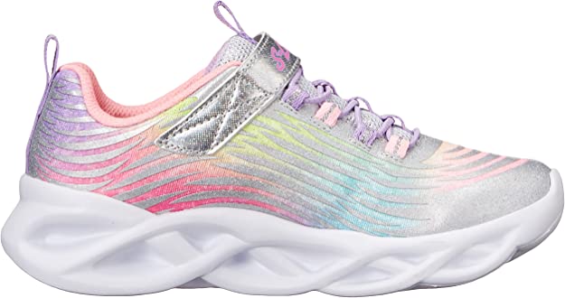 Kids Skechers Twisty Brights - Mystical Bliss Silver/Multi Comfy Running Shoe