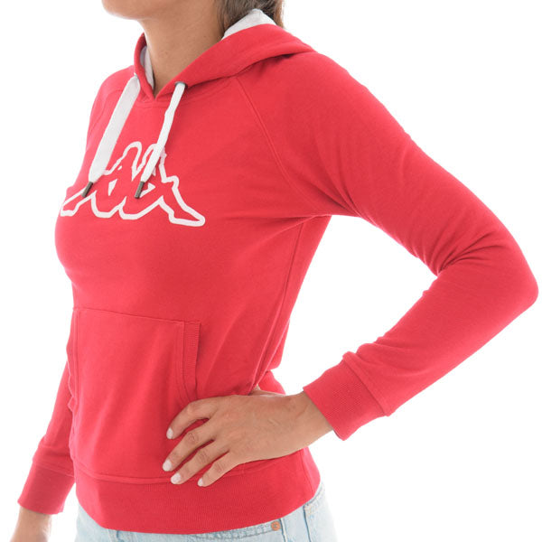 Kappa Womens Logo Zeleril Slim Red/White Hoodie Performance Jumper