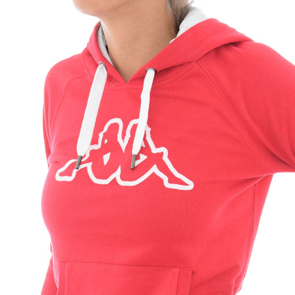 Kappa Womens Logo Zeleril Slim Red/White Hoodie Performance Jumper