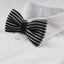 Mens Black & White Horizontal Stripe Knitted Bow Tie