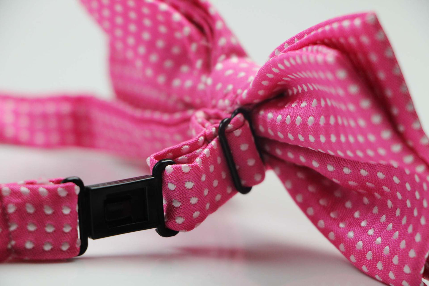 Mens Pink Plain Coloured Bow Tie With White Polka Dots