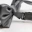 Mens Dark Silver Plain Coloured Checkered Bow Tie