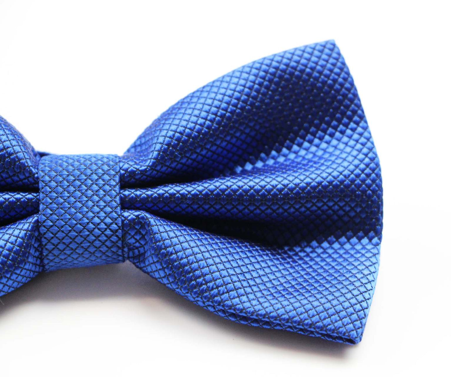 Mens Blue Plain Coloured Checkered Bow Tie