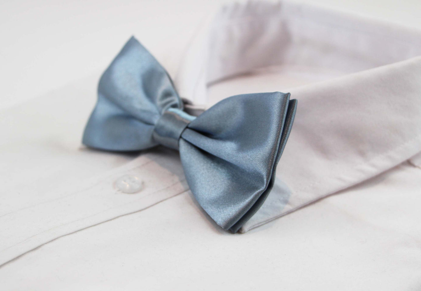 Mens Grey Solid Plain Colour Bow Tie