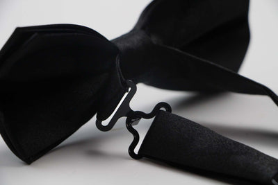 Mens Black Solid Plain Colour Bow Tie