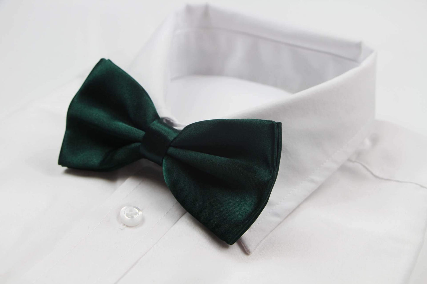 Mens Bottle Green Solid Plain Colour Bow Tie