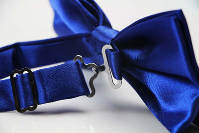 Mens Blue Solid Plain Colour Bow Tie