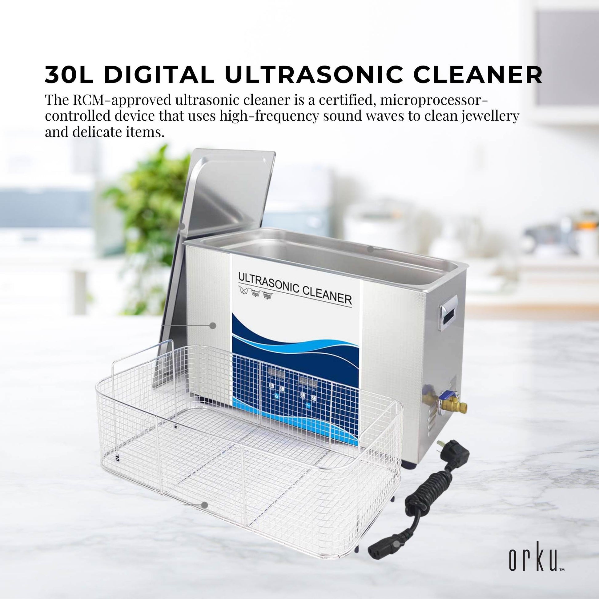 30L Digital Ultrasonic Cleaner Jewelry Ultra Sonic Bath Degas Parts Cleaning
