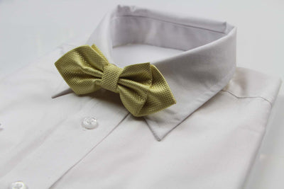 Mens Honey Yellow Diamond Shaped Checkered Bow Tie