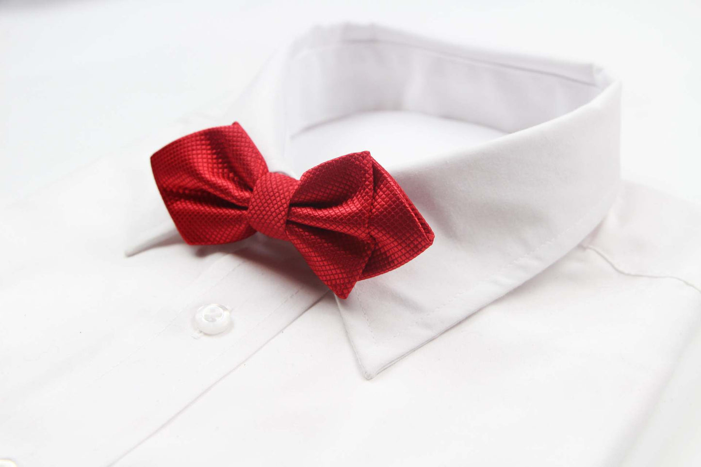 Mens Red Orange Diamond Shaped Checkered Bow Tie